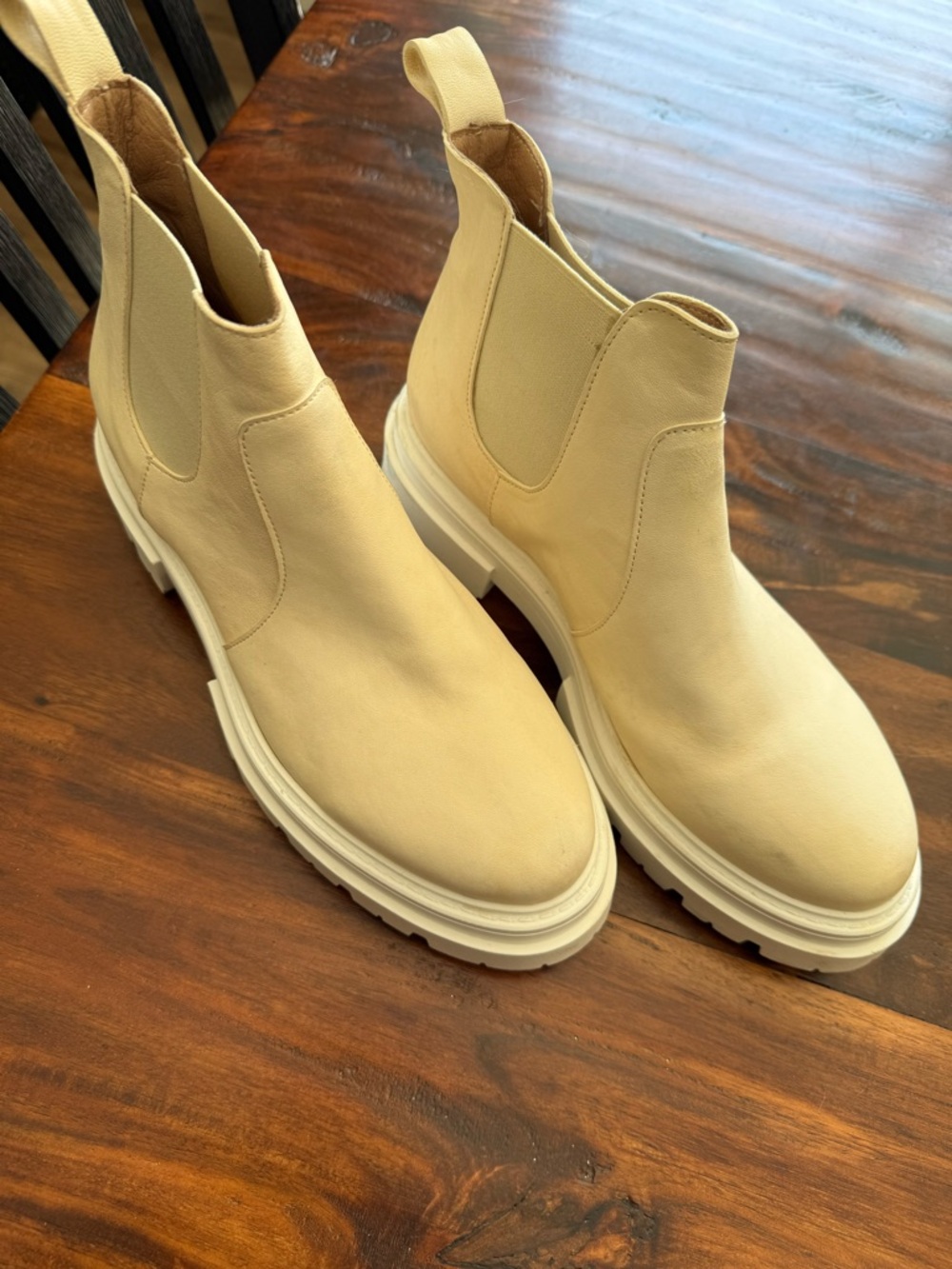 Free People Cream Chelsea Platform Booties